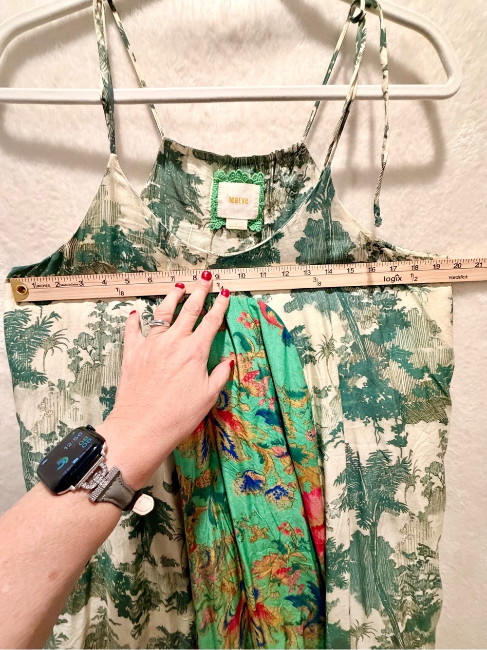 Maeve Anthropologie Mixed Print Toile Floral Slip Midi Dress Green Multi L - Picture 9 of 11
